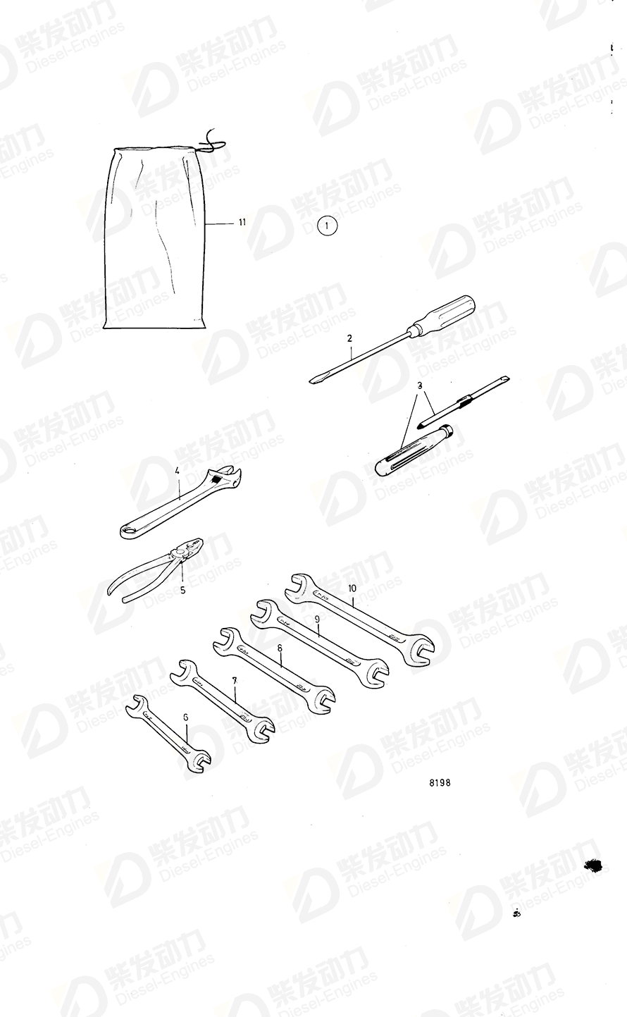 volvo penta Tool kit 849168 Drawing volvo penta Tool kit 849168 Drawing